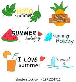 Ilustración vectorial gráfico de verano vintage set adecuado para el adorno de diseño de vacaciones de verano 
