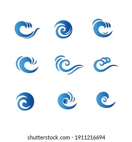 illustration vector graphic of set of wave logo
