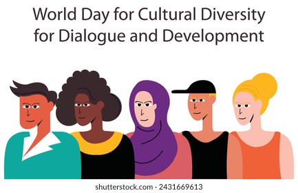 illustration vector graphic of several men and women from different cultures, perfect for international day, world day, cultural diversity, dialogue and development, celebrate, greeting card, etc.