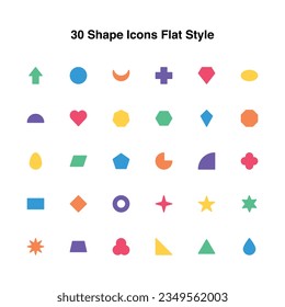 Illustration vector graphic of Shape Icons Set Flat Style. Shape Themed Icon. Vector illustration isolated on white background. Perfect for website or application design.