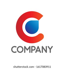 illustration vector graphic of a shape that forms the letter C and with a sharp blue circle in the middle, perfect for a company logo or symbol