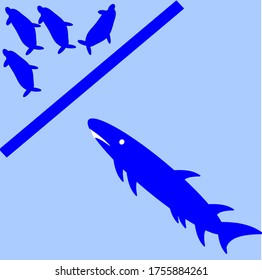 illustration vector graphic of shark concept design with blue background