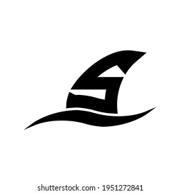 illustration vector graphic of shark fin logo forming the letter s