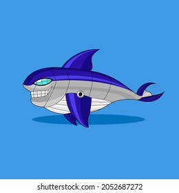 
Illustration Vector Graphic Of The Shark Whale Submarine Perferct For Design tshirt For Children, Sticker, Decoration