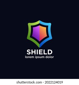 Illustration vector graphic of Shield logo.  Protection, security, and guard shape. Colorfull style. Aplication icon. Design inspiration. Fit to your Digital media, Business, Company etc