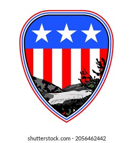 Ilustración Vector Gráfico de Escudo con diseño de montaña