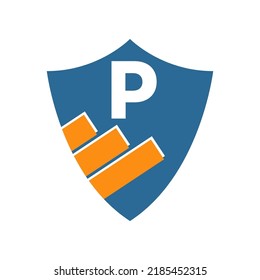 Illustration Vector Graphic of Shield and P letter Logo Design