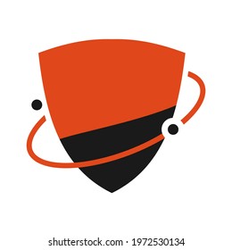 Illustration Vector Graphic of Shield Planet Logo. Perfect to use for Technology Company