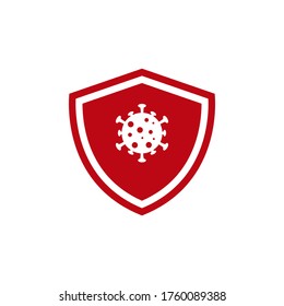 illustration vector graphic of a shield with virus in the center isolated in white background