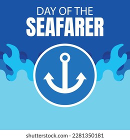 illustration vector graphic of ship anchor in the middle of the sea waves, perfect for international day, day of the seafarer, celebrate, greeting card, etc.