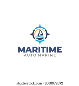 Illustration vector graphic of ship and boat concept logo design template