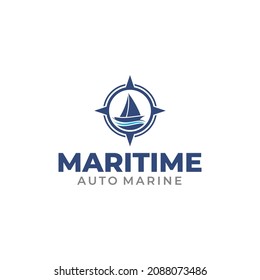 Illustration vector graphic of ship and boat concept logo design template