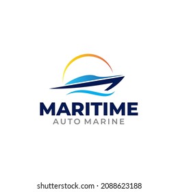 Illustration vector graphic of ship and boat concept logo design template