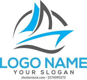 Illustration vector graphic of ship and boat concept logo design template