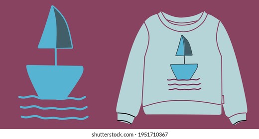 Illustration vector graphic of ships design on sweater, perfect for t-shirts design, clothing, hoodies, women thrift. Man thrift. 