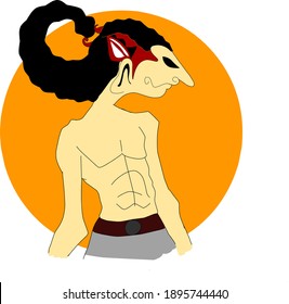 Ilustración vectorial gráfico de un títere sin camisa con una pose de luchador, bueno para el diseño de medicamentos fuertes, productos de elemento, También se puede imprimir en camisetas, etc.