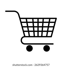 Illustration vector graphic of shopping cart icon. Black. Black basket logo. Online shopping. Shopping app. Simple flat image. Transparent background