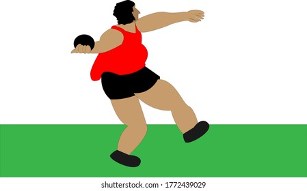 Illustration vector graphic of shot put sport. fat shot bullet sports player
