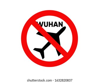 Illustration vector graphic of Sign caution of No Fly Zone. Vector illustration of warning sign. Coronavirus outbreak. sign of do not travel to china.