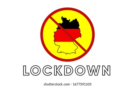 Illustration vector graphic of Sign caution of German Lockdown. Vector illustration of warning sign. Coronavirus outbreak. Warning sign of Prohibited from leaving the Germany country. vector EPS10. 