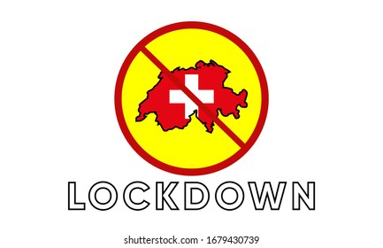 Ilustración vectorial gráfico de Signo de precaución de Bloqueo Suiza. Ilustración vectorial del signo de advertencia. Brote de coronavirus. Señal de advertencia de prohibición de salir del país de Suiza. 