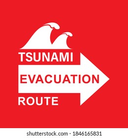 Illustration of vector graphic of signs for evacuation routes. World Tsunami Awareness Day, 5 November. High tide waves conceptual illustration vector. visible from the seashore and marine life