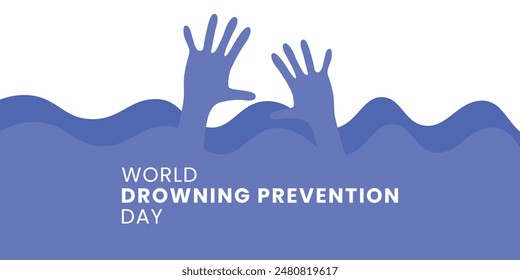 illustration vector graphic of silhouette of hand drowning in the sea, world drowning prevention day.