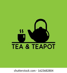 illustration vector graphic of silhouette image of a Japanese teacup and teapot, perfect for a company logo or symbol