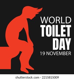 illustration vector graphic of silhouette of a man sitting in toilet, perfect for international day, world toilet day, celebrate, greeting card, etc.