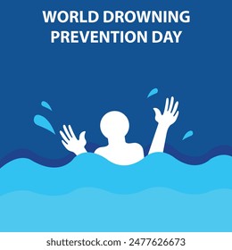 illustration vector graphic of silhouette of a person drowning in the sea, perfect for international day, world drowning prevention day, celebrate, greeting card, etc.