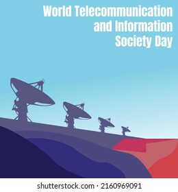 illustration vector graphic of silhouette satellite emitting waves into the sky, perfect for world telecommunication and society day, technology, celebrate, greeting card, etc.