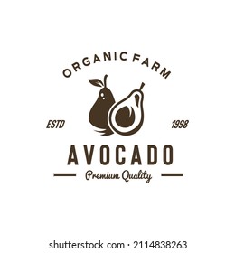 ILLUSTRATION VECTOR GRAPHIC OF silhouette slice avocado from organic farm premium quality sweet healthy avocado fruit GOOD FOR avocado vintage logo organic garden farm farmer shop grocery retail fruit