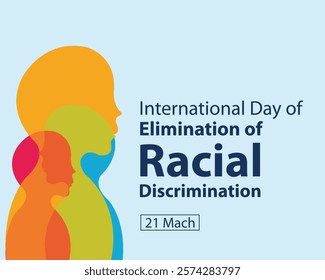 illustration vector graphic of silhouettes of people in different colors, perfect for international day, elimination of racial discrimination, celebrate, greeting card, etc.