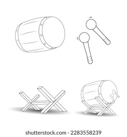 Illustration vector graphic of simple brown beduk set. flat modern simple design style. suitable for flyers, greeting cards, banners etc. vector design template