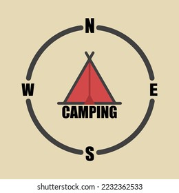 illustration vector graphic of simple camping logo, modern and vintage, vector silhouette illustration.