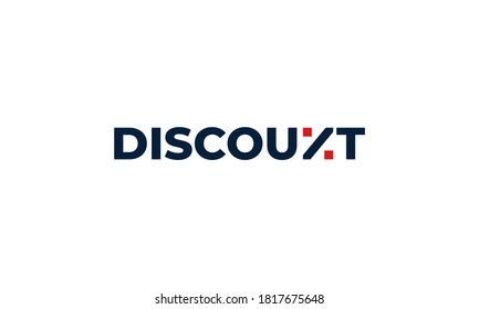 illustration vector graphic of simple, creative, negative space, modern, word mark, letter DISCOUNT with letter N as a percent symbol logo design