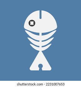 illustration vector graphic of simple fishbone icon. Fish bone or fishbone skeleton flat vector icon for wildlife, logo, print on t shirt and etc.