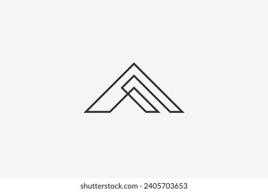 Illustration vector graphic of simple line triangle and letter F. Good for logo
