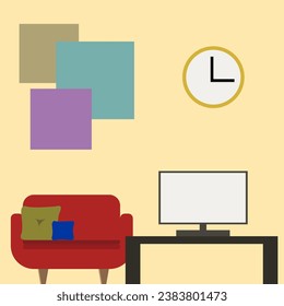 Illustration vector graphic of simple little living room vector style