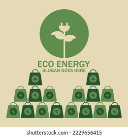 ilustración vectorial de la energía ecológica del logotipo simple para su empresa en ambientalmente amigable, logotipo, elementos de diseño vectorial, signos comerciales, etiquetas, identidad y otros objetos de marca para su empresa.