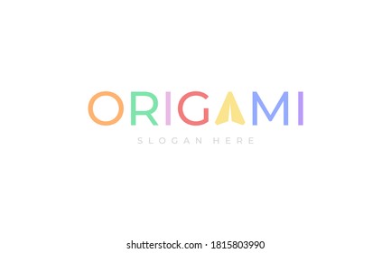 illustration vector graphic of simple, modern, playful, colorful, trendy, word mark for origami, letter A as a paper plane logo design