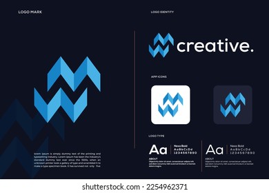 illustration vector graphic of simple, modern, flat, clean, sophisticated, abstract mark, letter mark for initial letter WM logo design