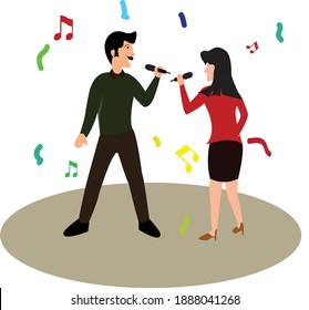 ilustración vectorial de cantar la canción buena para portada de libro, afiche, etc