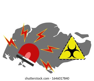 Illustration vector graphic of Singapore map with biohazard virus sign and icon alarm. COVID-19, 2019-nCoV,Virus corona vectors. Corona virus outbreak with Singapore map.
vector EPS10.