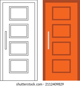 Illustration, Vektorgrafik von Eintür-Frontansicht, geeignet für Ihr Haus-Design und Home-Poster-Design auf architektonische Arbeiten