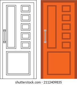 Ilustración vectorial gráfico de la vista frontal de una sola puerta adecuado para su diseño de casa y el diseño de afiches de casa en trabajo de arquitectura