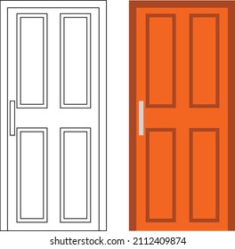 Ilustración vectorial gráfico de la vista frontal de una sola puerta adecuado para su diseño de casa y el diseño de afiches de casa en trabajo de arquitectura
