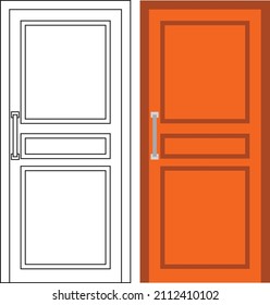 Ilustración vectorial gráfico de la vista frontal de una sola puerta adecuado para su diseño de casa y el diseño de afiches de casa en trabajo de arquitectura