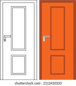Ilustración vectorial gráfico de la vista frontal de una sola puerta adecuado para su diseño de casa y el diseño de afiches de casa en trabajo de arquitectura