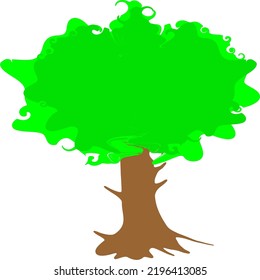Vektorgrafik eines einzelnen Baumes mit grünem Blatt